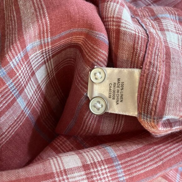 PETER MILLAR Seaside Mens North Shore Pink Red Linen Short Sleeve Sport Shirt XL - Picture 6 of 7